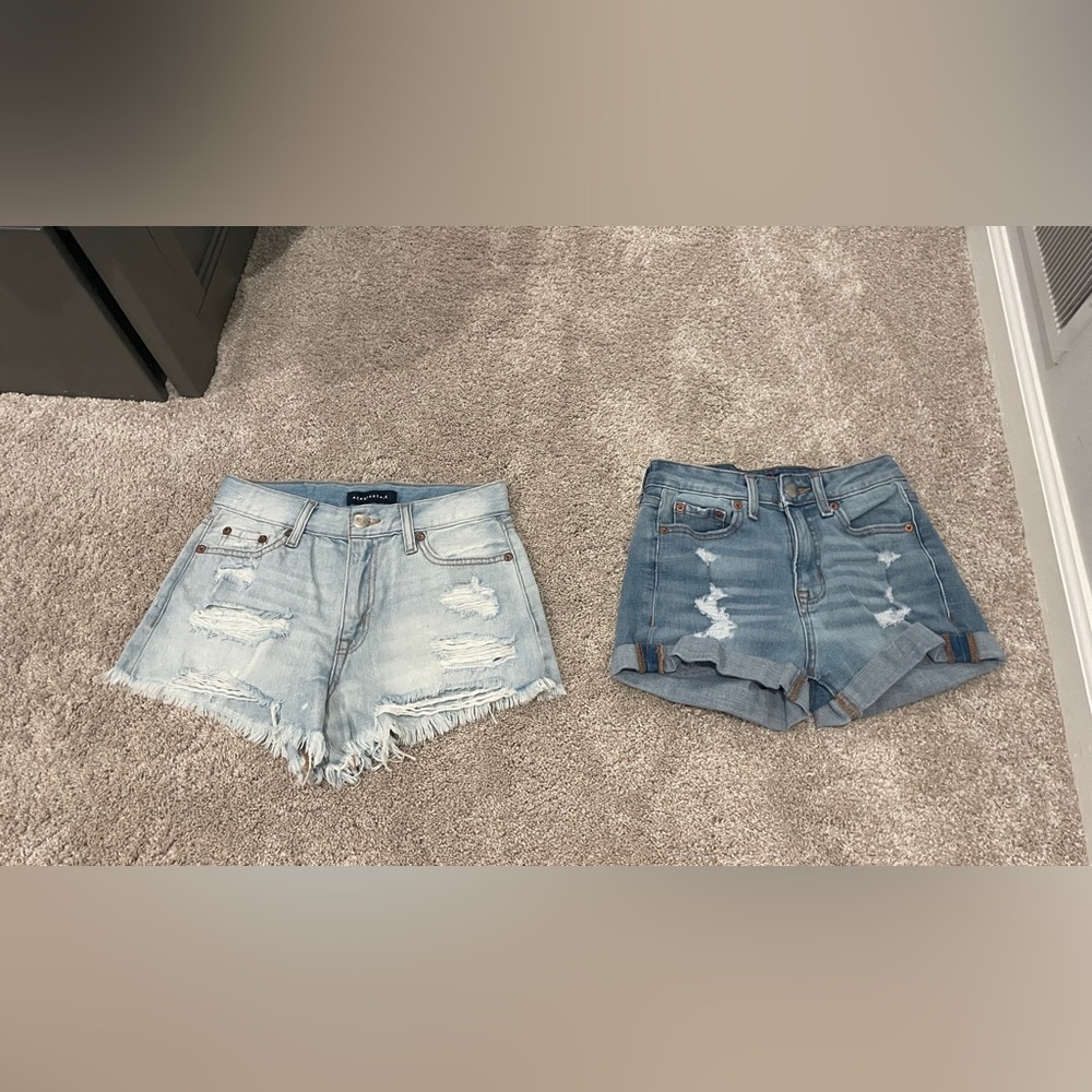 American Eagle Outfitters Light Blue and Medium Blue Jean Shorts